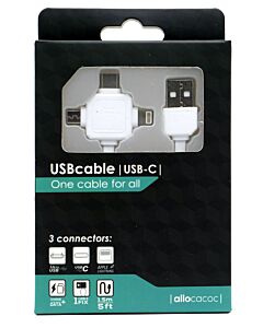 Allocacoc USB 1,5m kabel met 3 connectors