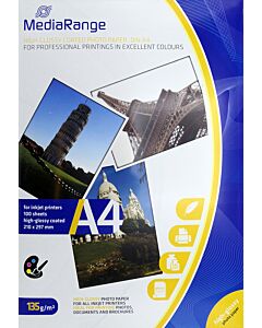 MediaRange photo papier high glossy A4, 135 gr/m2, 100 vel