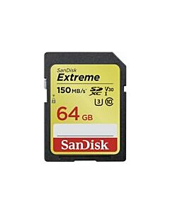 64 GB Extreme SDXC Card UHS-I V30 U3 (150MB/s) Sandisk