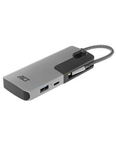 ACT USB-C Hub, met 3x USB-A, Kaartlezer, USB-C PD 60W