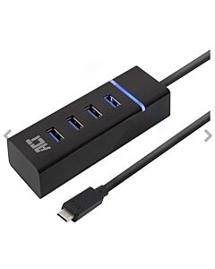 ACT Hub 4-Poorts USB 3.1  Gen-1 USB-C| Blok Zwart