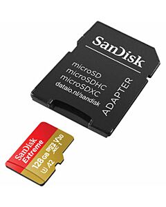 128 GB Extreme MicroSD UHS-I U3 V30 A2 (190MB/s)
