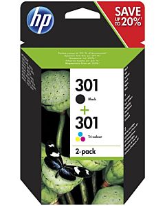HP 301 2-pack(kleuren/zwart)