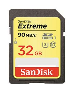 32 GB Extreme SDHC Card UHS-I V30 U3 (90MB/s) Sandisk