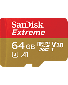 64 GB Extreme MicroSD + adapter UHS-I U3 V30 A2 (160MB/s)