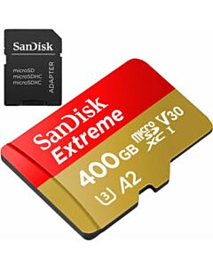400 GB Extreme MicroSD + adapter UHS-I U3 V30 A2 (160MB/s) S