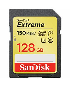 128 GB Extreme SDXC Card UHS-I V30 U3 (150MB/s) Sandisk