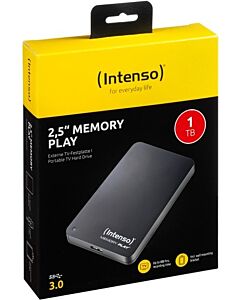 Intenso Harddisk Extern, 1 TB, USB 3.0, 2,5 inch, Portable,  PVR, TV, Zwart