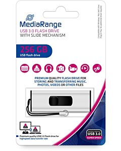 MediaRange USB Stick, 256 GB, USB 3.0, Slider, Aluminium kleur